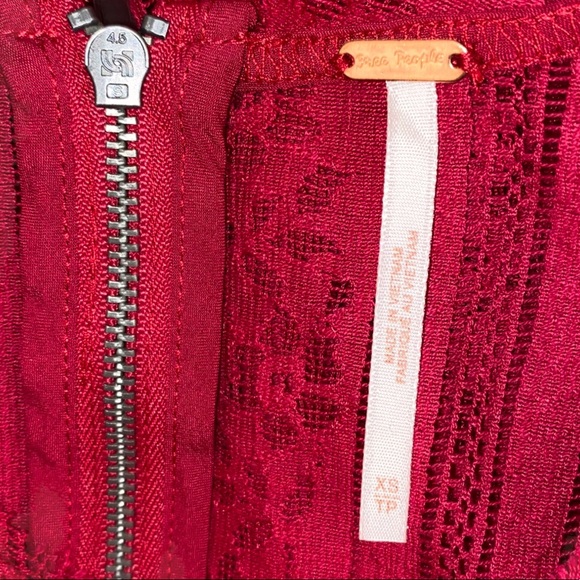 FREE PEOPLE Ruby Red Tu-Es-La Lace Mini Dress Size Extra Small - Picture 6 of 14